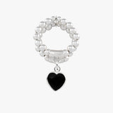 Black Onyx Heart Stretchy Ring