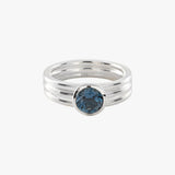 Round London Blue Topaz Three Stack Ring Set