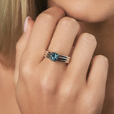 Round London Blue Topaz Three Stack Ring Set