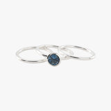 Round London Blue Topaz Three Stack Ring Set