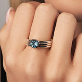 Round London Blue Topaz Three Stack Ring Set