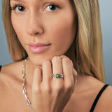 Round Peridot Three Stack Ring Set