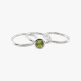 Round Peridot Three Stack Ring Set