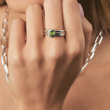 Round Peridot Three Stack Ring Set