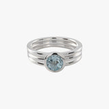 Round Sky Blue Topaz Three Stack Ring Set