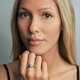 Round Sky Blue Topaz Three Stack Ring Set