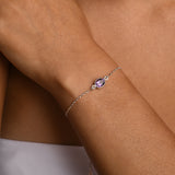 Adjustable bracelet with oval amethyst