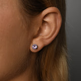 Cased round amethyst studs