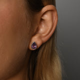 Cased pear shaped amethyst studs