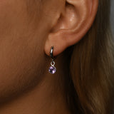 Huggie hoops with cased round amethyst
