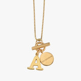 Fine Box Chain Necklace with Toggle & Initial