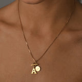 Fine Box Chain Necklace with Toggle & Initial