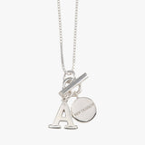 Fine Box Chain Necklace with Toggle & Initial