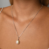 Fine Box Chain Necklace with Baroque Pearl