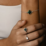 Malachite Clover Adjustable Belcher Bracelet