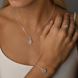Sky Blue Topaz Clover Adjustable Belcher Bracelet
