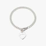 Flat Heart Heavy Curb Bracelet