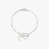 Old English Initial Clip Chain Toggle Bracelet