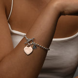 Thick ball chain bracelet with flat heart