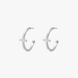 Cross Hoop Stud Earrings
