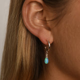 Open hoop hook earrings with tear drop Czelline opal