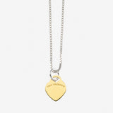 Fine box chain necklace with VT flat heart
