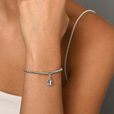 Stretchy bracelet with square blue topaz