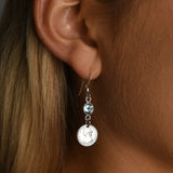 Drop earrings with blue topaz & coin
