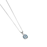 Fine box chain necklace with square blue topaz