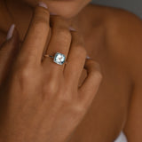 Fine square blue topaz ring