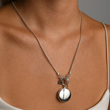 Rounded box chain necklace with round locket