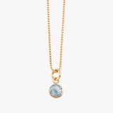 Fine box chain necklace with round blue topaz