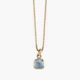 Fine box chain necklace with square blue topaz