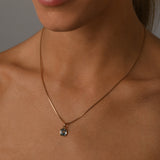 Fine box chain necklace with square blue topaz