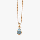 Fine box chain necklace with pear blue topaz