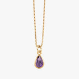 Fine box chain necklace with pear amethyst