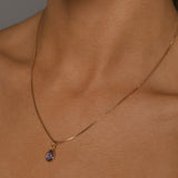 Fine box chain necklace with pear amethyst