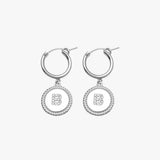 Initial Motherhood Plate Hoop Earrings