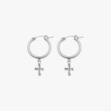 Puffy Cross Hoop Earrings