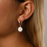 Lever hoop earrings (15mm) with mini coin