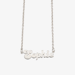 Von Treskow sterling silver name necklace featuring the name Sophie in a cursive script on a delicate chain