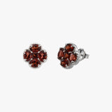 Garnet Clover Stud Earrings