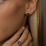 London Blue Topaz Clover Stud Earrings