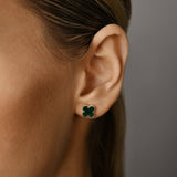 Malachite Clover Stud Earrings