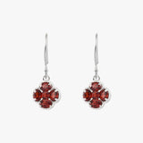 Garnet Clover Hook Earrings