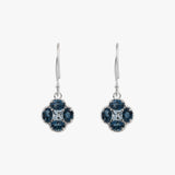 London & Sky Blue Topaz Clover Hook Earrings
