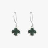 Malachite Clover Hook Earrings