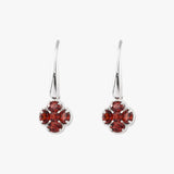 Garnet Clover Drop Earrings