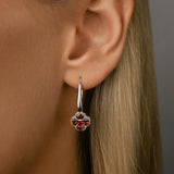 Garnet Clover Drop Earrings