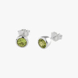 Round Peridot Stud Earrings
